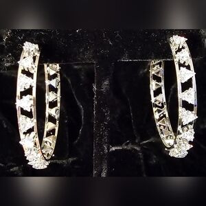 Large silver CZ hoops
